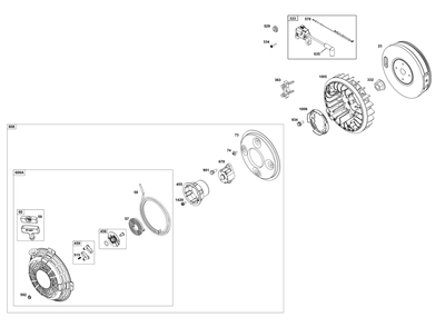 Flywheel, Ignition, And Starter Group Diagram and Parts List for 356442-0651-F1 200000 - 399999 Briggs and Stratton Engine